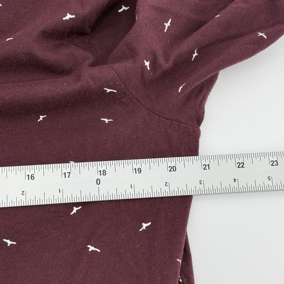 Denim & Flower Ricky Singh Shirt Mens L Hoodie Pullover Long Sleeve Maroon Birds - Picture 5 of 9